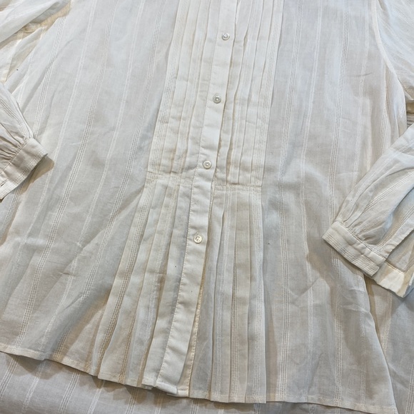 Nili Lotan Sheer Pleated Front Button Down Blouse sz S - Picture 4 of 10